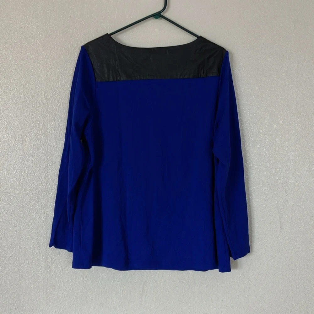 Susan Graver Royal Blue Stretch Knit Dressy Festive Top, 1X - Picture 6 of 7